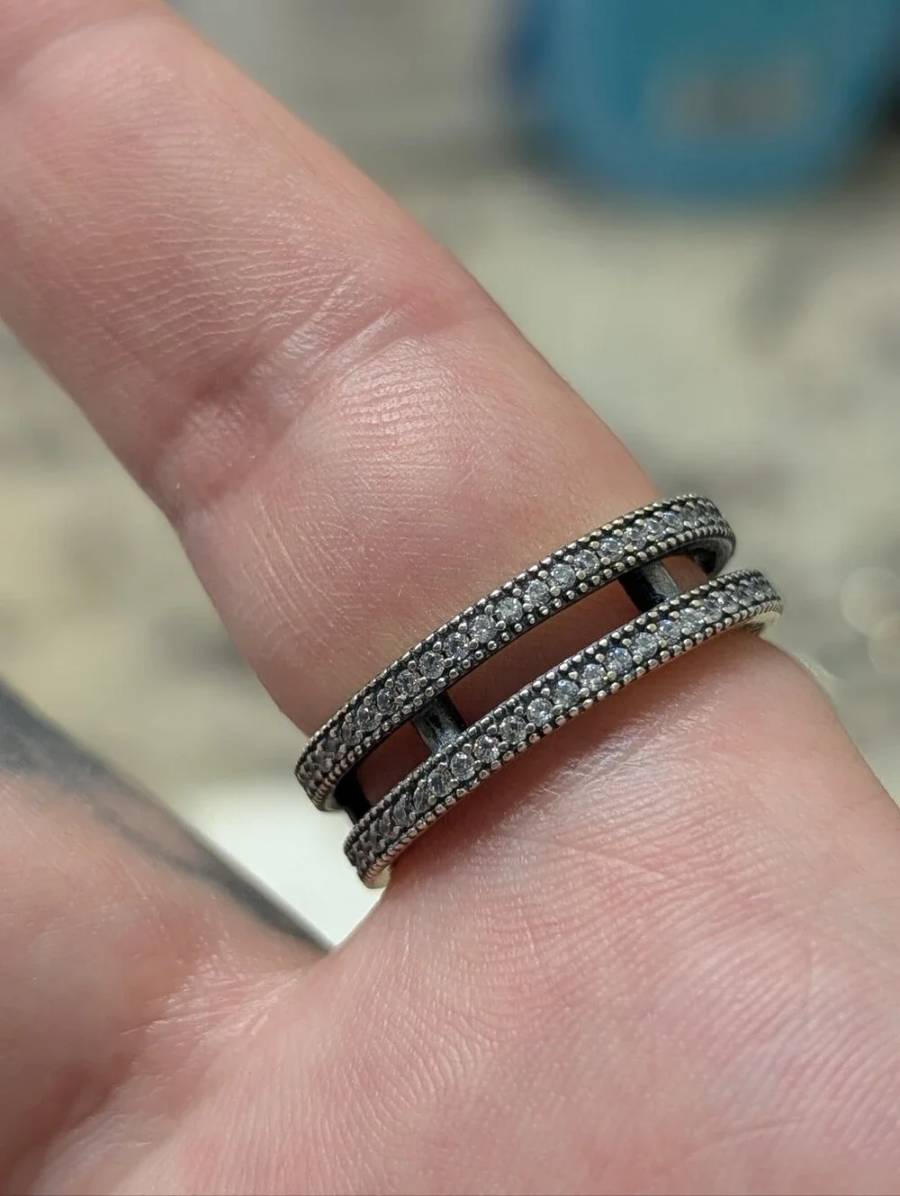 Pandora Ring.Double Row Pavé Stackable Ring -